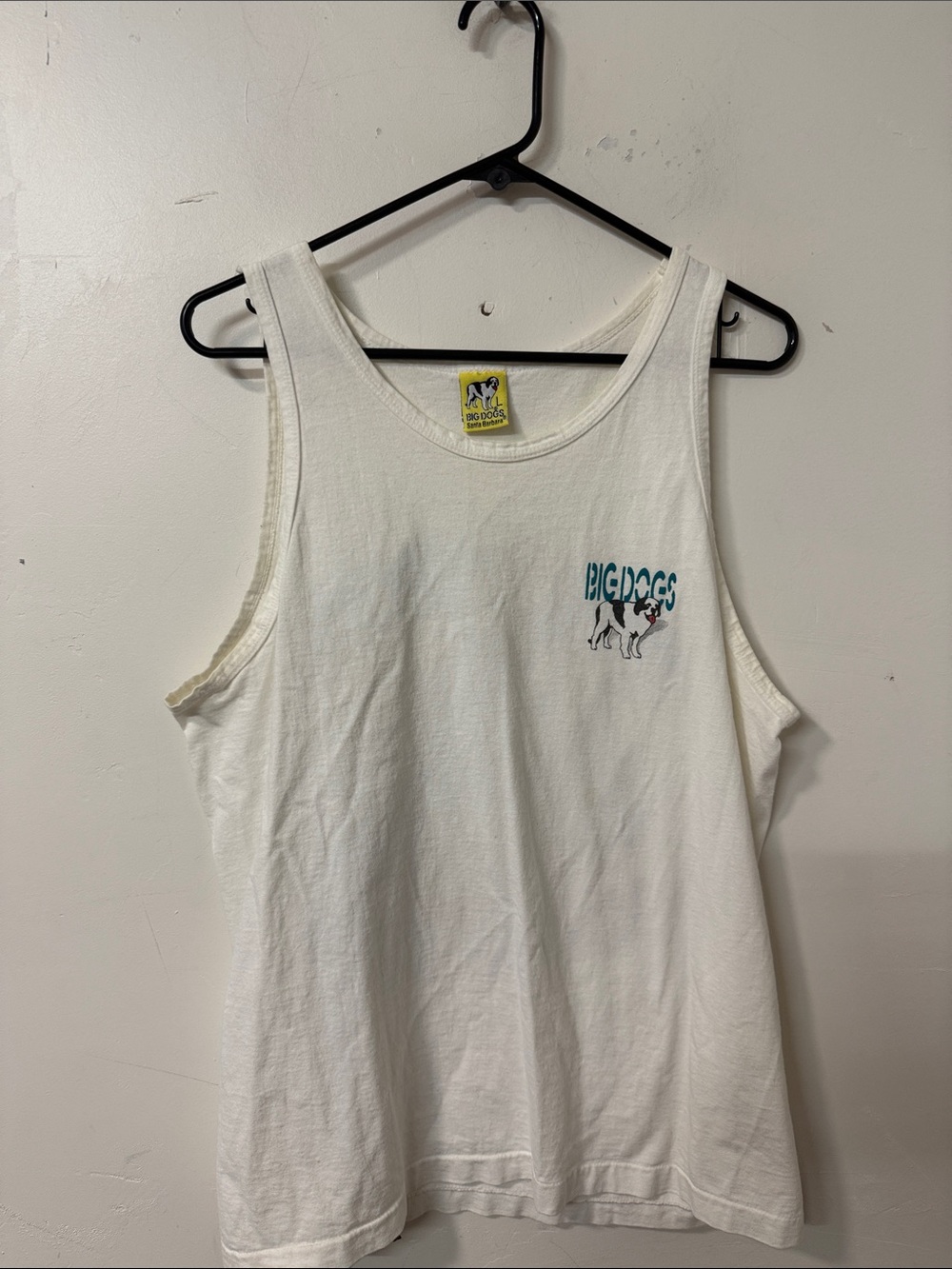 Big Dogs White Tank with Teal & Black Logo 1995